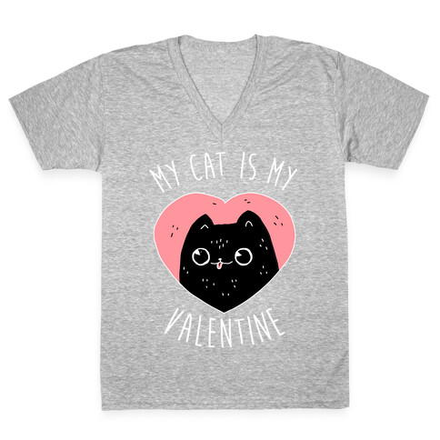My Cat is My Valentine V-Neck Tee Shirt