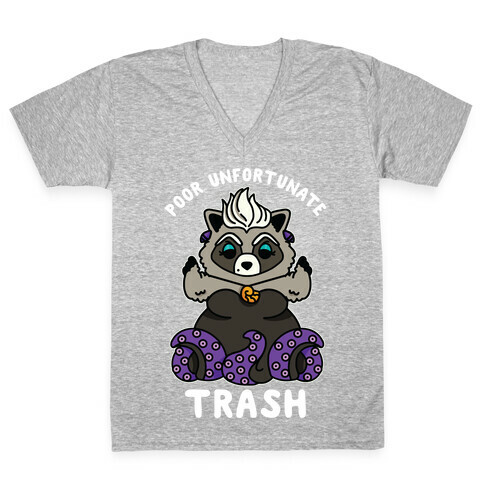 Poor Unfortunate Trash Raccoon  V-Neck Tee Shirt