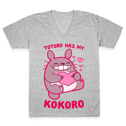 Totoro Has My Kokoro V-Neck Tee Shirt