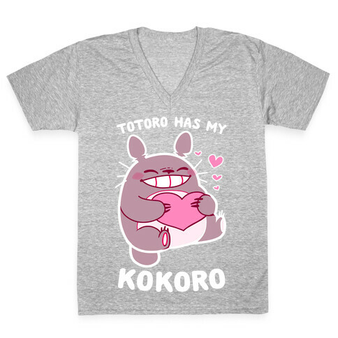 Totoro Has My Kokoro V-Neck Tee Shirt