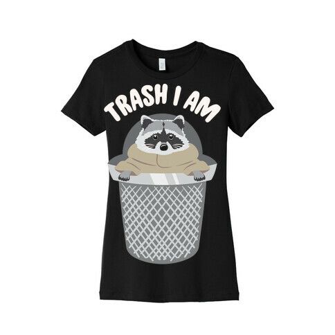 Trash I Am Raccoon Baby Yoda Parody White Print Womens T-Shirt