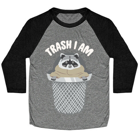 Trash I Am Raccoon Baby Yoda Parody White Print Baseball Tee