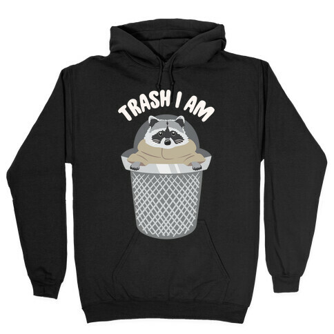 Trash I Am Raccoon Baby Yoda Parody White Print Hooded Sweatshirt