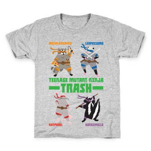 Teenage Mutant Ninja Trash TMNT Parody Kids T-Shirt