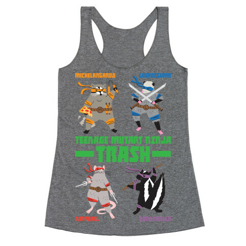 Teenage Mutant Ninja Trash TMNT Parody Racerback Tank Top