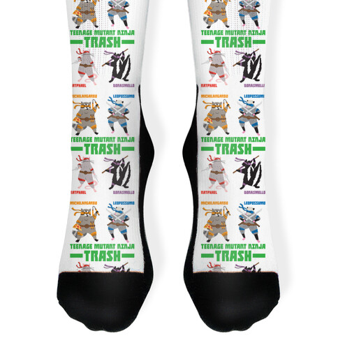 Teenage Mutant Ninja Trash TMNT Parody Sock