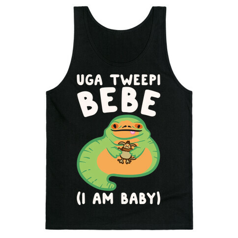 I Am Baby Jabba Parody White Print Tank Top