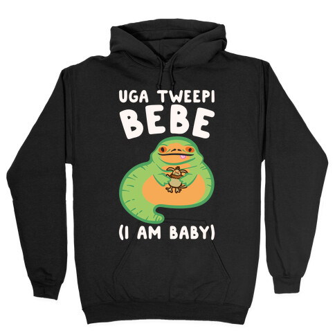 I Am Baby Jabba Parody White Print Hooded Sweatshirt