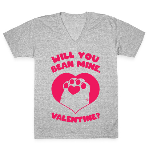 Will You Bean Mine, Valentine?  V-Neck Tee Shirt