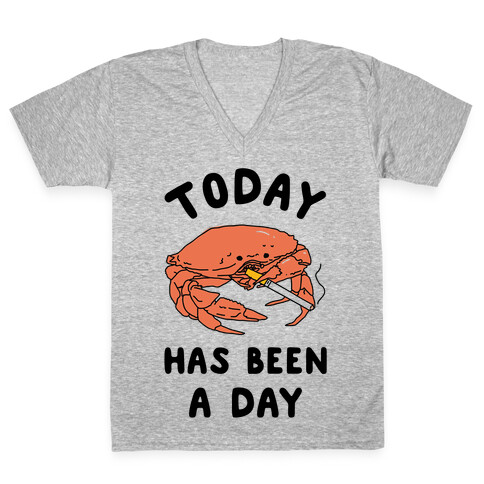 Today Has Been a Day Smoking Crab V-Neck Tee Shirt