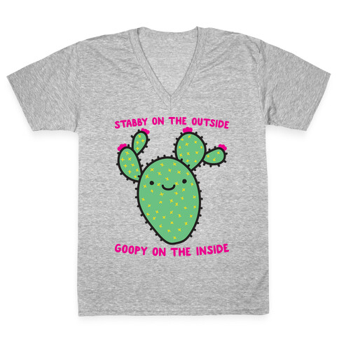 Stabby On The Outside, Goopy On The Inside V-Neck Tee Shirt