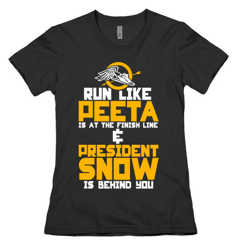 Run Like Peeta Is At The Finish Line Womens T-Shirt