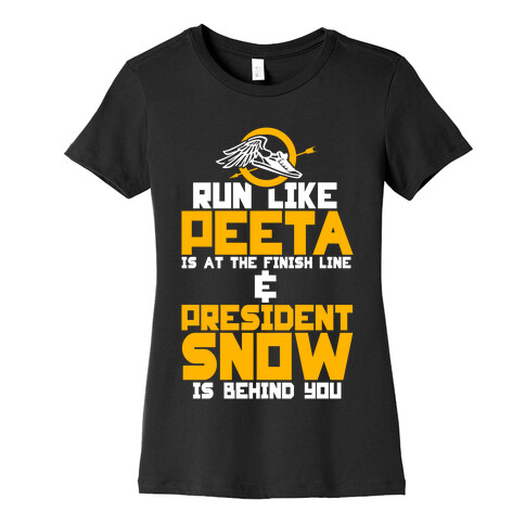 Run Like Peeta Is At The Finish Line Womens T-Shirt