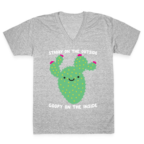 Stabby On The Outside, Goopy On The Inside V-Neck Tee Shirt