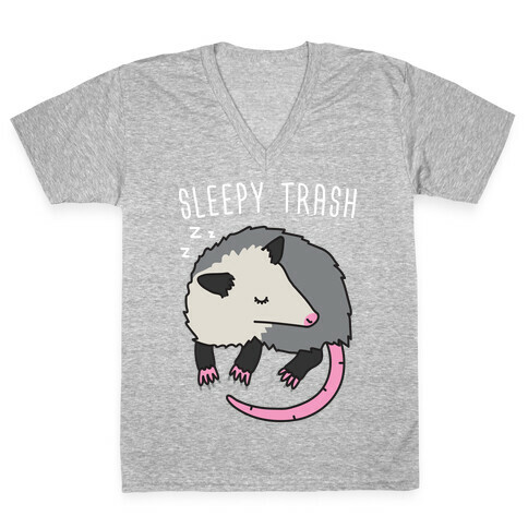 Sleepy Trash Opossum V-Neck Tee Shirt