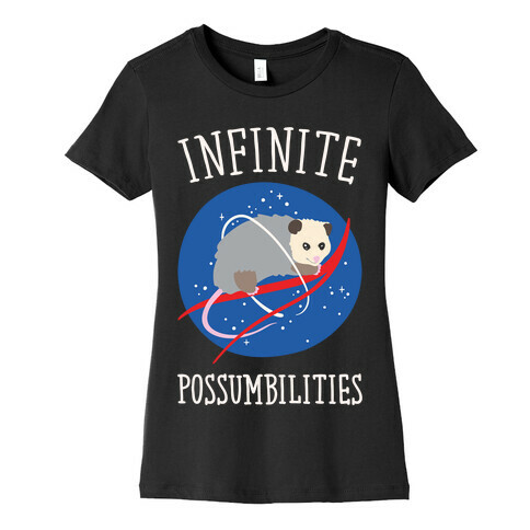 Infinite Possumbilities Parody White Print Womens T-Shirt