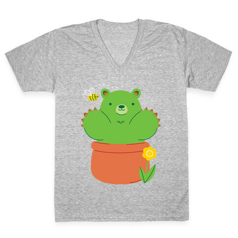 Bear Paw Cactus V-Neck Tee Shirt