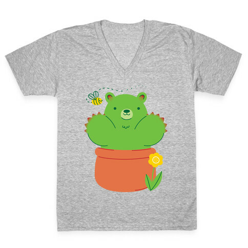 Bear Paw Cactus V-Neck Tee Shirt