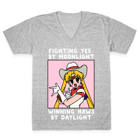 Fighting Yee By Moonlight Winning Haws By Daylight V-Neck Tee Shirt