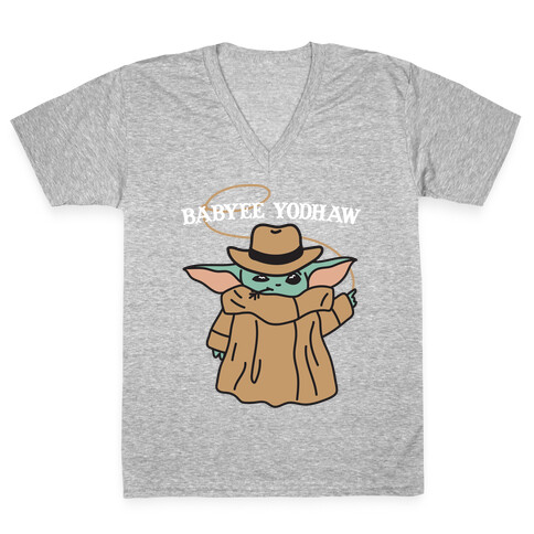 Babyee Yodhaw (Baby Yoda Cowboy) V-Neck Tee Shirt