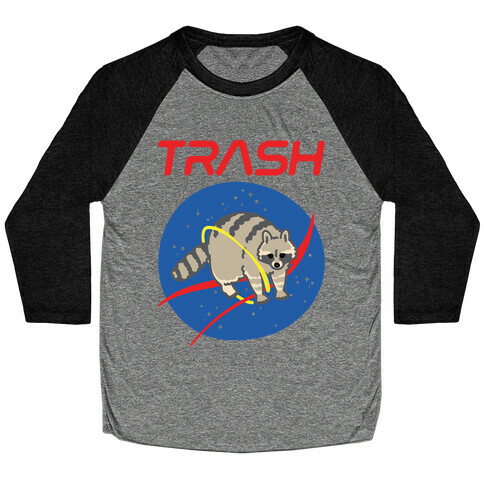 Trash Raccoon Nasa Logo Parody Baseball Tee