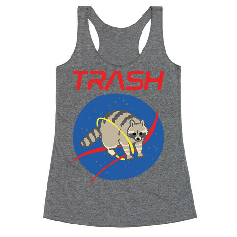 Trash Raccoon Nasa Logo Parody Racerback Tank Top