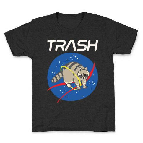 Trash Raccoon Nasa Logo Parody White Print Kids T-Shirt