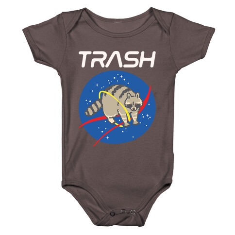 Trash Raccoon Nasa Logo Parody White Print Baby One-Piece