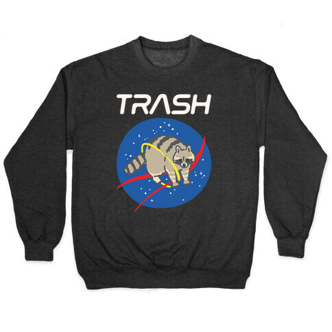 Trash Raccoon Nasa Logo Parody White Print Pullover