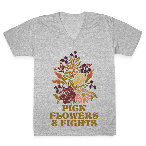 Pick Flowers & Fights V-Neck Tee Shirt