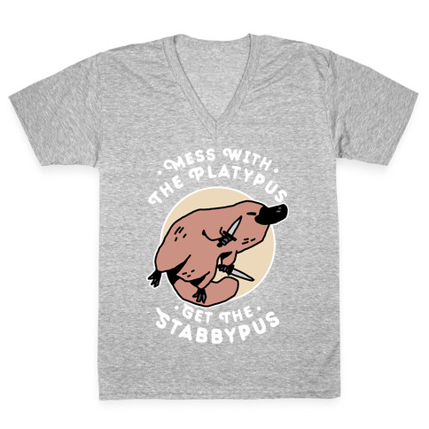 Mess With The Platypus Get the Stabbypus V-Neck Tee Shirt