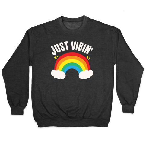 Just Vibin' Rainbow White Print Pullover