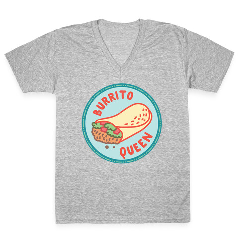 Burrito Queen Pop Culture Merit Badge V-Neck Tee Shirt