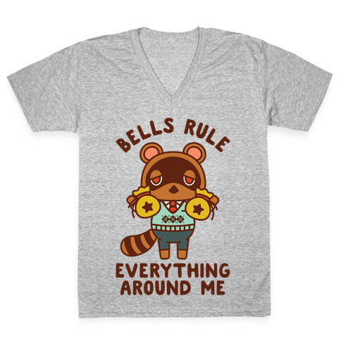 Bells Rule Everything Around Me Tom Nook V-Neck Tee Shirt