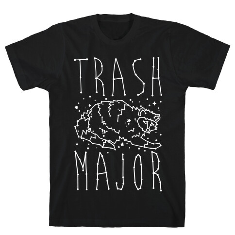 Trash Major Raccoon Constellation Parody White Print T-Shirt