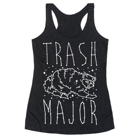 Trash Major Raccoon Constellation Parody White Print Racerback Tank Top
