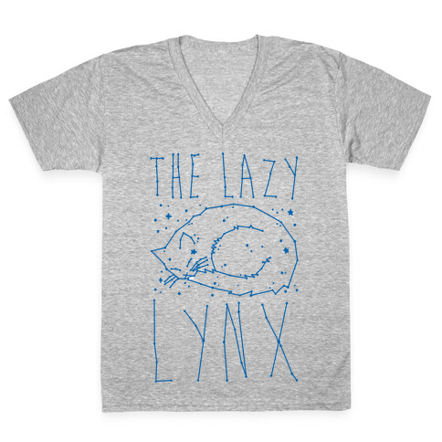 The Lazy Lynx Cat Constellation Parody V-Neck Tee Shirt