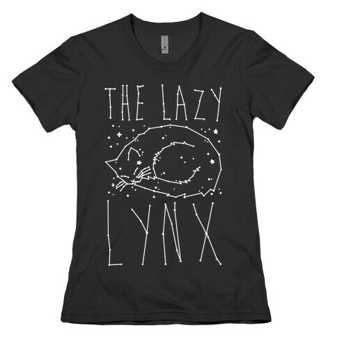 The Lazy Lynx Cat Constellation Parody White Print Womens T-Shirt