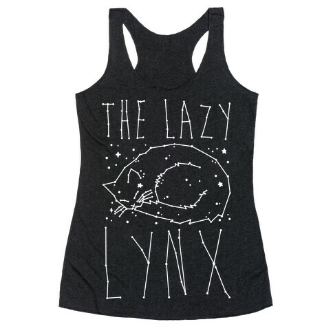 The Lazy Lynx Cat Constellation Parody White Print Racerback Tank Top