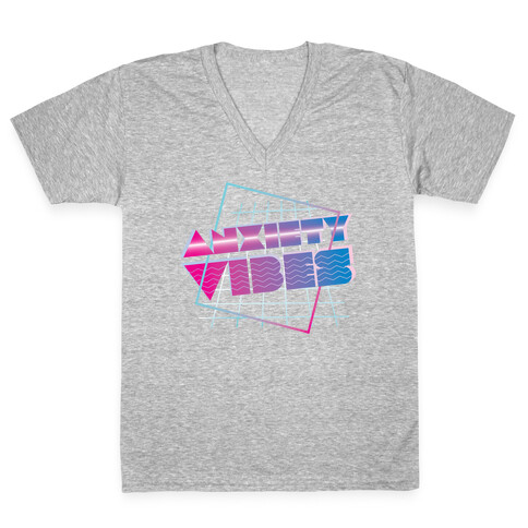 Anxiety Vibes Vaporwave V-Neck Tee Shirt