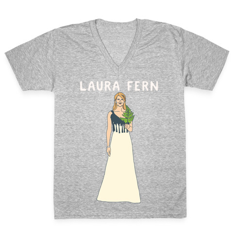 Laura Fern Parody White Print V-Neck Tee Shirt