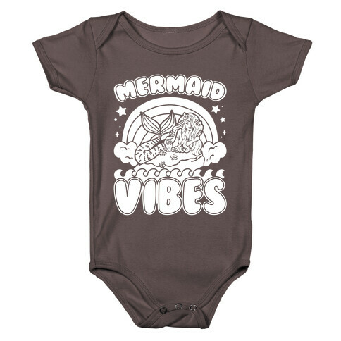 Mermaid Vibes Coloring Book Style Shirt White Print Baby One-Piece