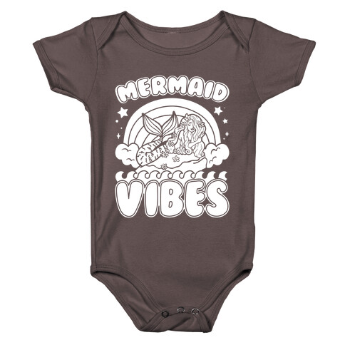 Mermaid Vibes Coloring Book Style Shirt White Print Baby One-Piece