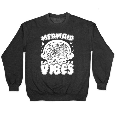 Mermaid Vibes Coloring Book Style Shirt White Print Pullover