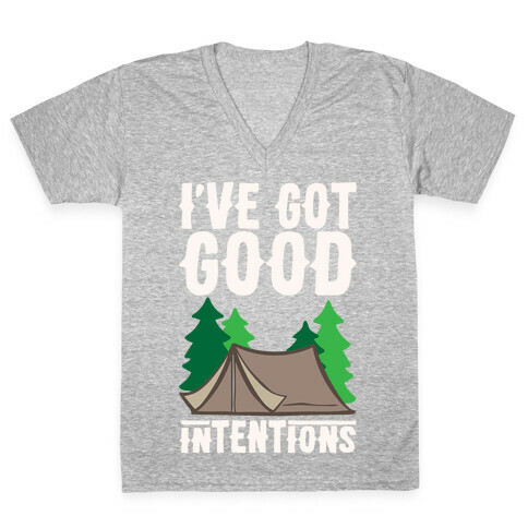 I've Got Good Intentions White Print V-Neck Tee Shirt