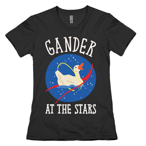 Gander At The Stars White Print Womens T-Shirt