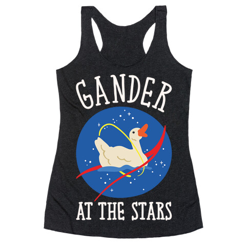 Gander At The Stars White Print Racerback Tank Top