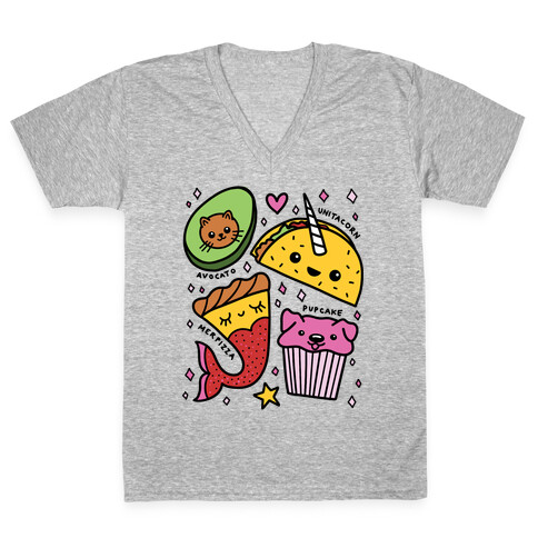 Cute Food Mashups V-Neck Tee Shirt