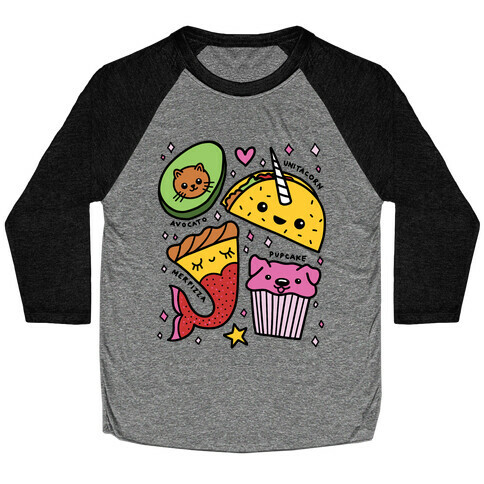 Cute Food Mashups Baseball Tee