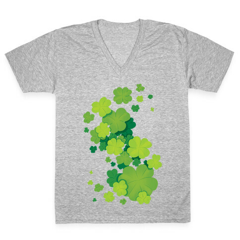 Clover Patch Pattern V-Neck Tee Shirt